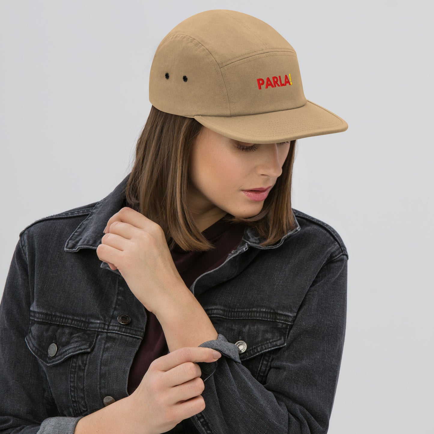 "Parla!" - Casqueta 5 panèls camèl